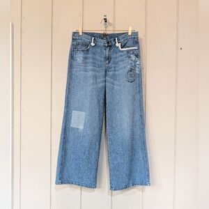 Vintage Ralph Lauren Patchwork Wide Leg‎ Jeans Nautical Anchor Old Money